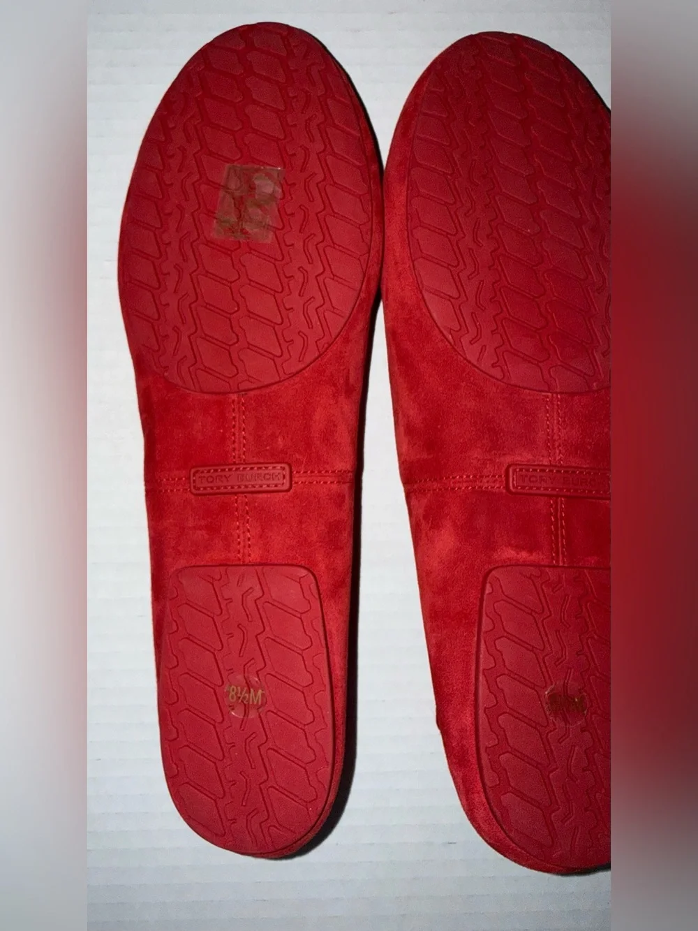 New TORY BURCH Red Suede Leather REVA Travel Foldable Comfort Ballet Flats 8.5